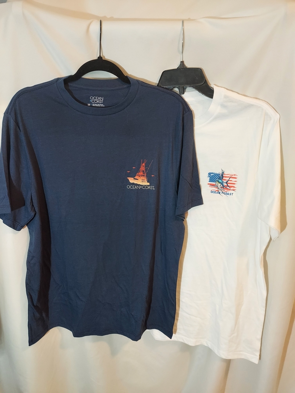 Bundle of 2 Ocean + Coast Men’s Graphic Tees - Fishing & Patriotic - Size M